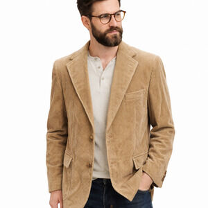 Vintage Collage Hall Blazer Mens 39R Brown Corduroy Sport Jacket Elbow Patches